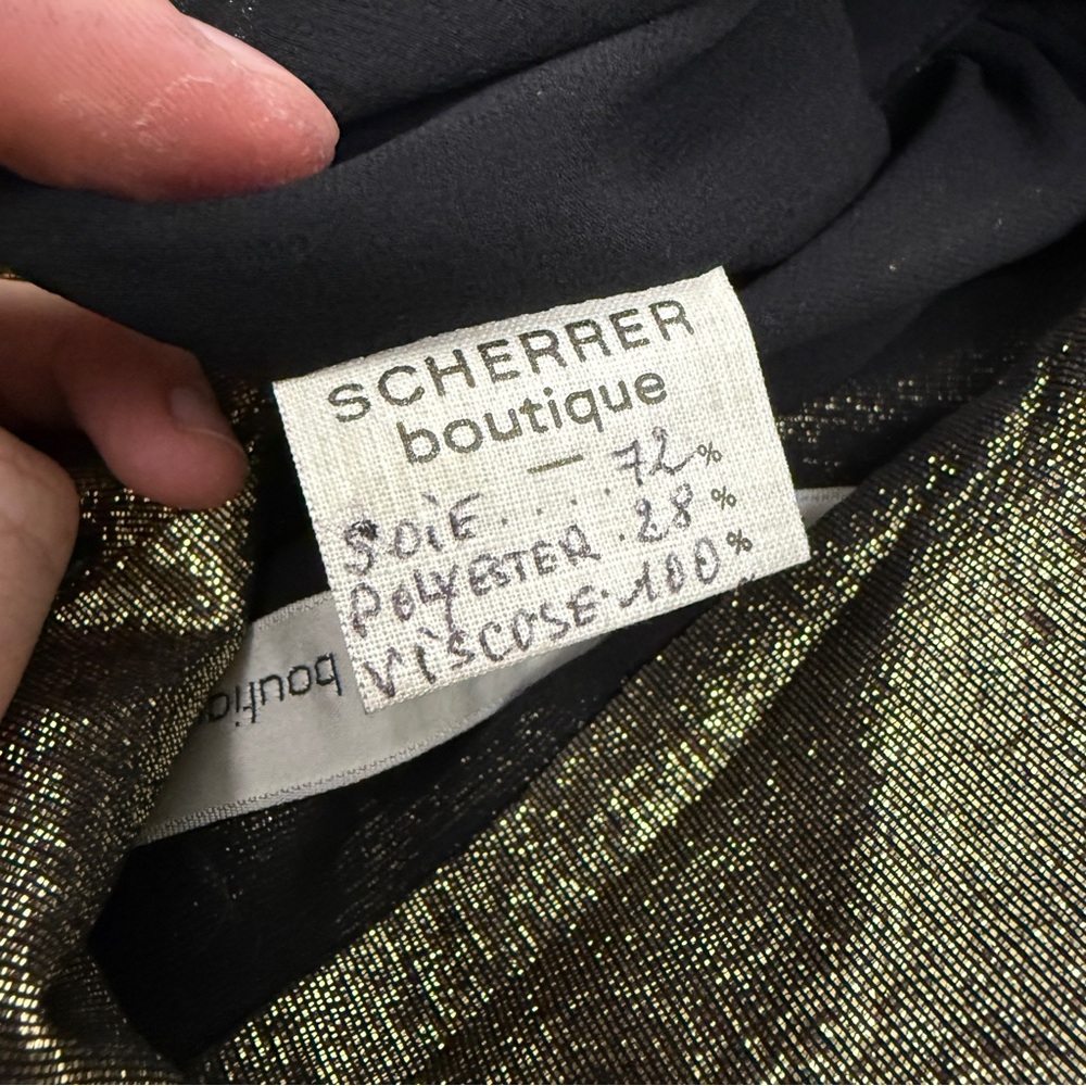 Jean-Louis Scherrer Paris Silk Gold Lame Button Circle Skirt Pleated Dress - Picture 8 of 9